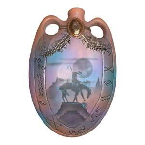 Signed J Vincent Studios Handcrafted Southwest Wall Hanging Vase 13”